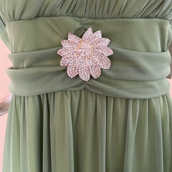 NWT Sage Green Chiffon Cocktail Dress 2X with Bolero Jacket - Picture 3 of 7